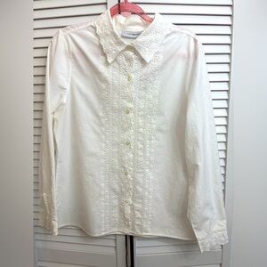 Jaclyn Smith Elegant White Button-Up Shirt size 14 fits like a medium